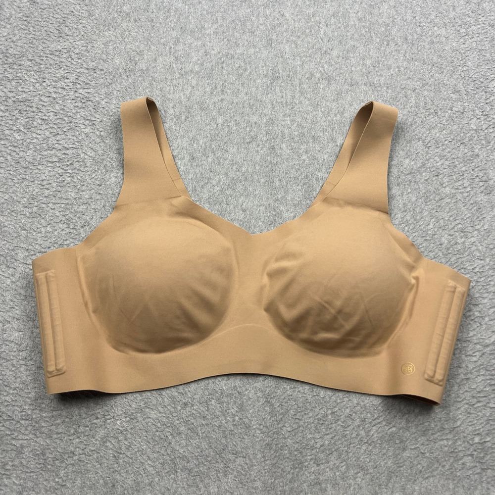 Honeylove V-Neck Wireless Bra Womens 1X Sand Beige Seamless Thick Strap LWBRO101